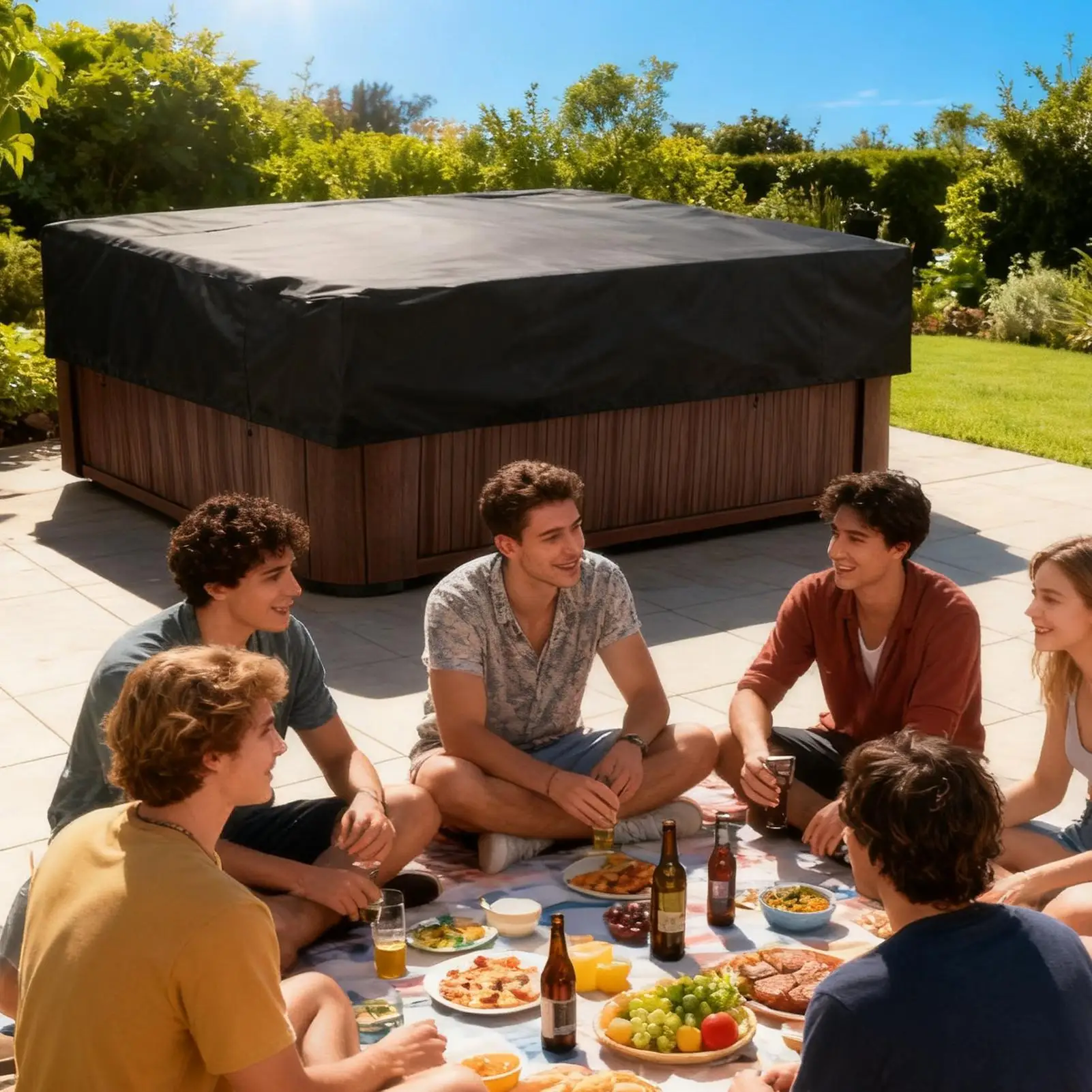 

Spa Cover Heavy Duty Square UV Protection Replacement Spa Cover Caps For Outdoor Garden Backyard Deck Poolside Residential Home