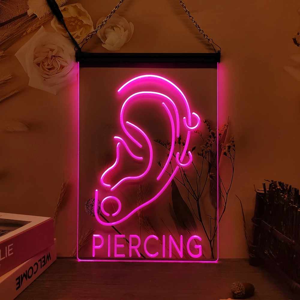 Piercing Beauty Shop LED Neon Sign-3D Carving Wall Art for Home,Room,Bedroom,Office,Farmhouse Decor