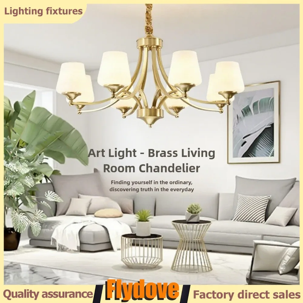 

American Country Brass Living Room Pendant Light LED Retro Creative Bedroom Ceiling Light Study Villa Coffee Shop Pendant Light
