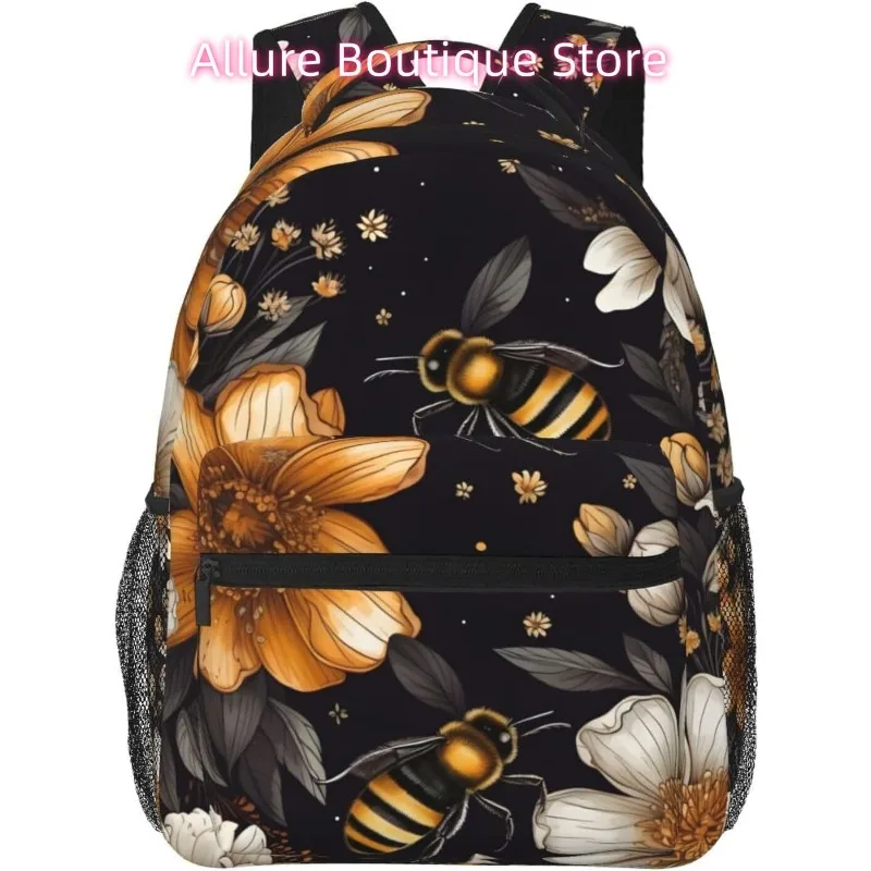 laptop bag back to school Cute Funny Bee Lightweight Laptop Backpack Lightweight Multipurpose Travel Casual Daypack Unisex Colle