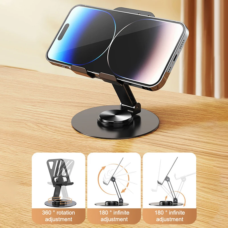 360 Rotation Mobile Phone Holder Metal Foldable Flexible Regulate Portable Lazy Desktop Live Tablet Stand Mount Bracket For IPad