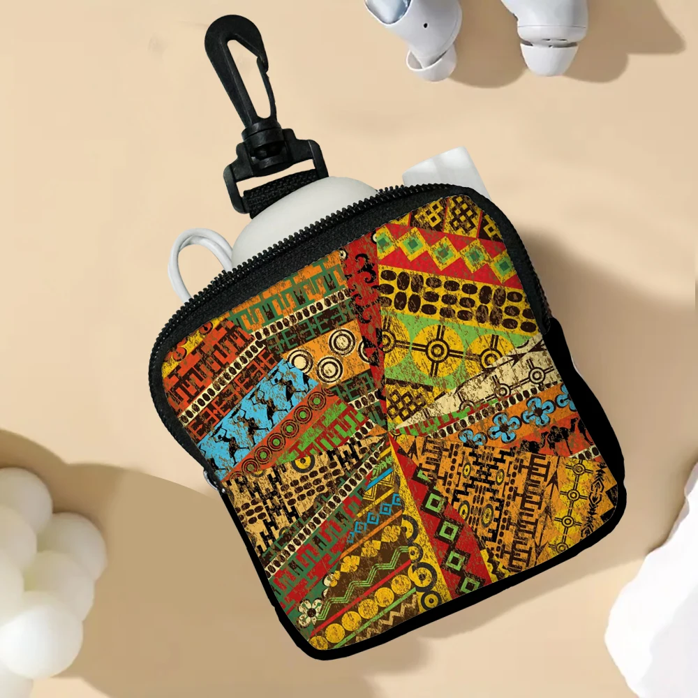 

African Totem Unisex Coin Purs Zipper Coin Pouch Fashion Mini Wallet Card Key Holder Women Men 7.2