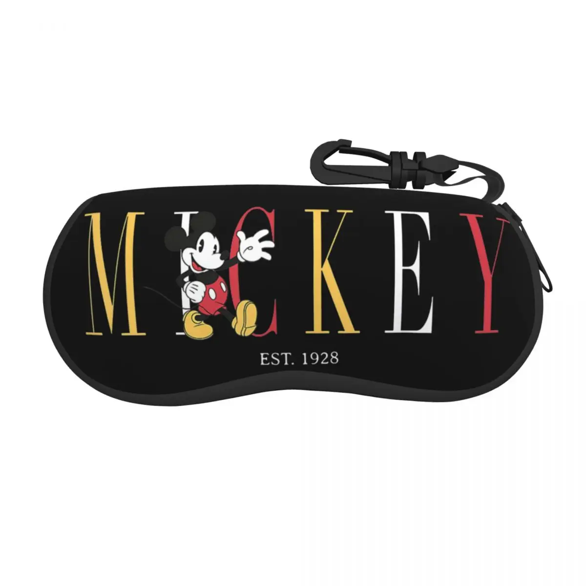 Mickey And Friends Glasses Case Waterproof Zipper Mickey Mouse Est 1928 Reading Storage Box Anti-Pressure Eye Contacts Case