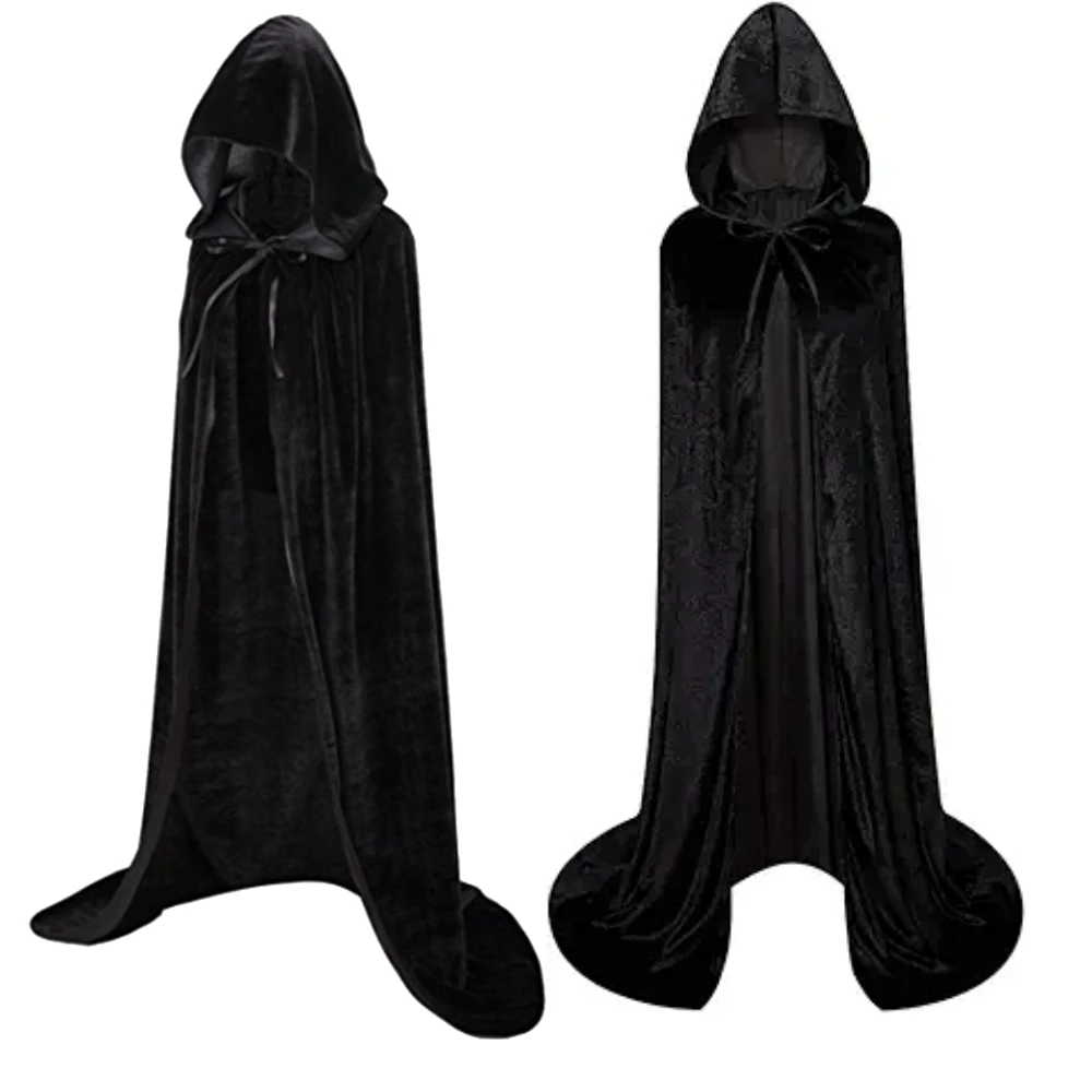 

Christmas Velvet Halloween Grim Reaper Cloak long Hooded cape Unisex for Devil Witch Wizard Christmas Cosplay red Death cloak