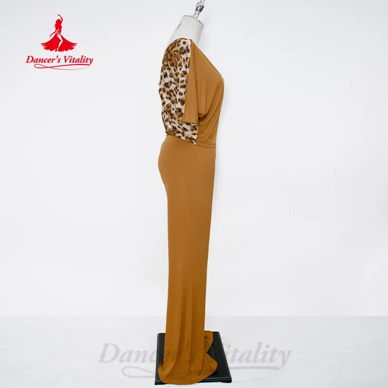 BellyDance ฝึกชุดสําหรับสตรีเสือดาวพิมพ์ Top + กางเกงเซ็กซี่ 2 ชิ้นผู้ใหญ่ Oriental Dance Professional การฝึกอบรมเสื้อผ้า