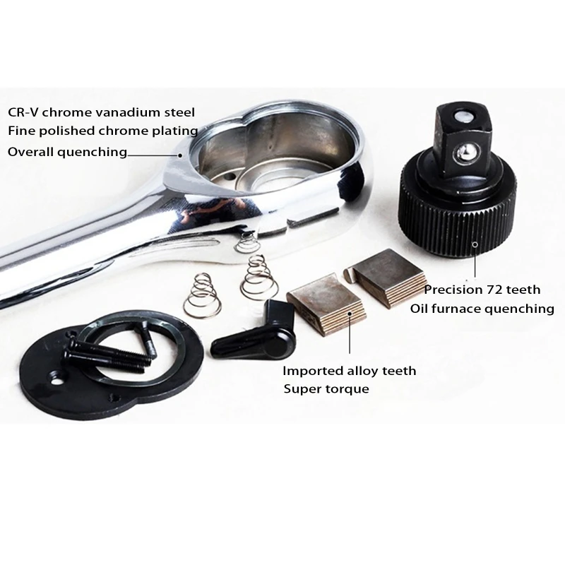 Jeu douilles 1/4 ”15 pièces, clés métriques en acier au Vanadium, cliquet à 72 dents, vente directe