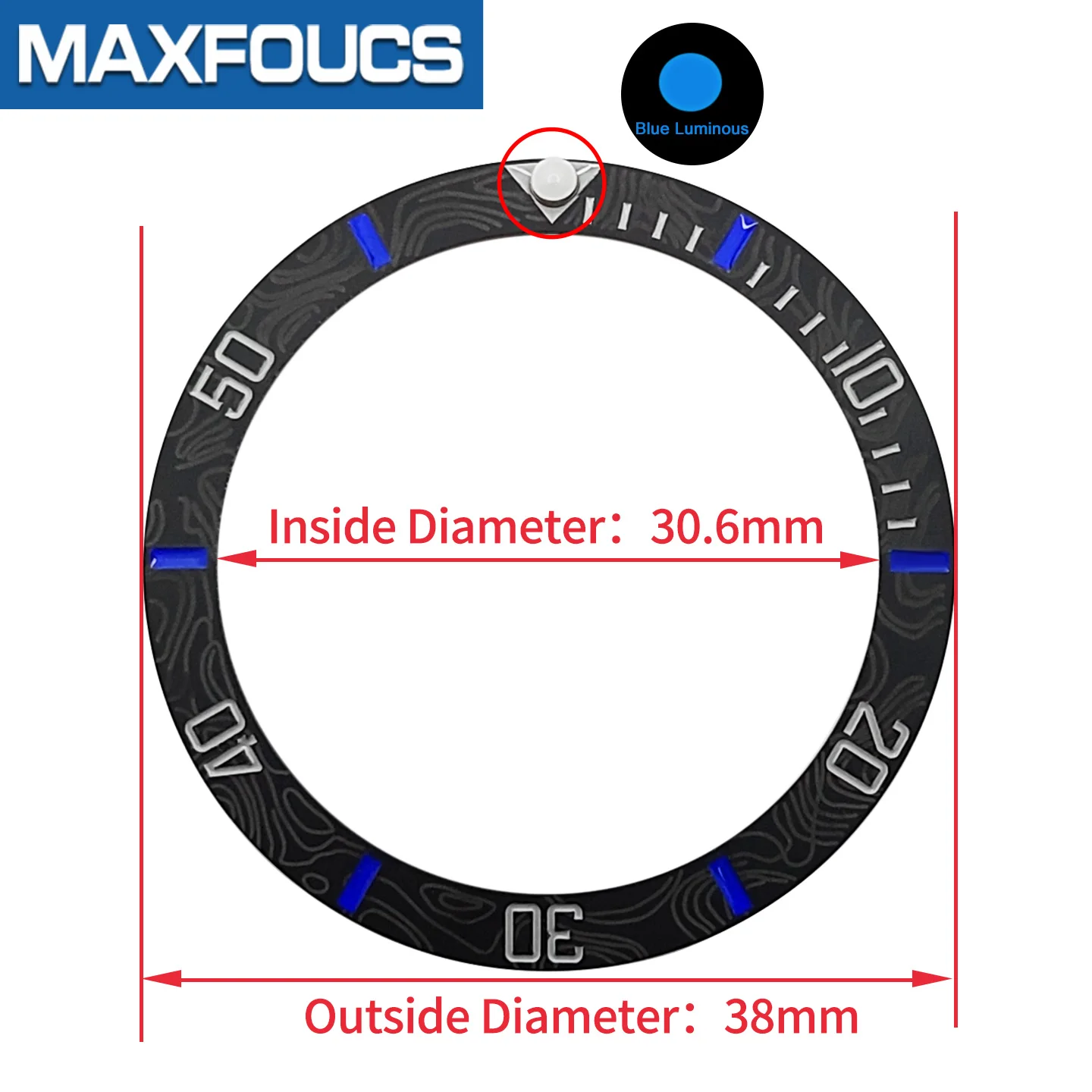 Matte SUB Keramik-Lünetteneinlage mit Kohlefaser-Muster, passend für 31,5x30,5mm Kristall-Uhrenteile – Detail 3