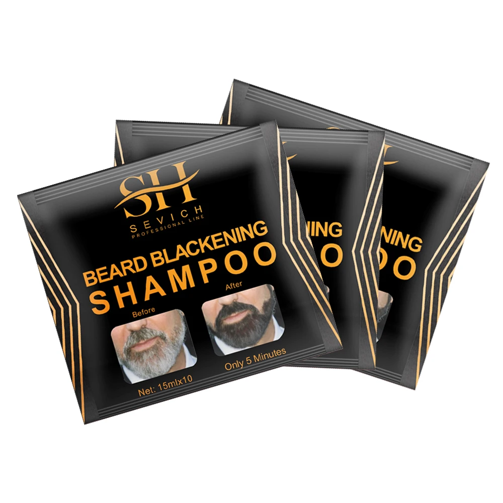 Champú para oscurecer el cabello rápido para hombres, champú para barba negra, tinte para colorear la barba instantáneo, gris, blanco a negro, champú para arreglar el cabello