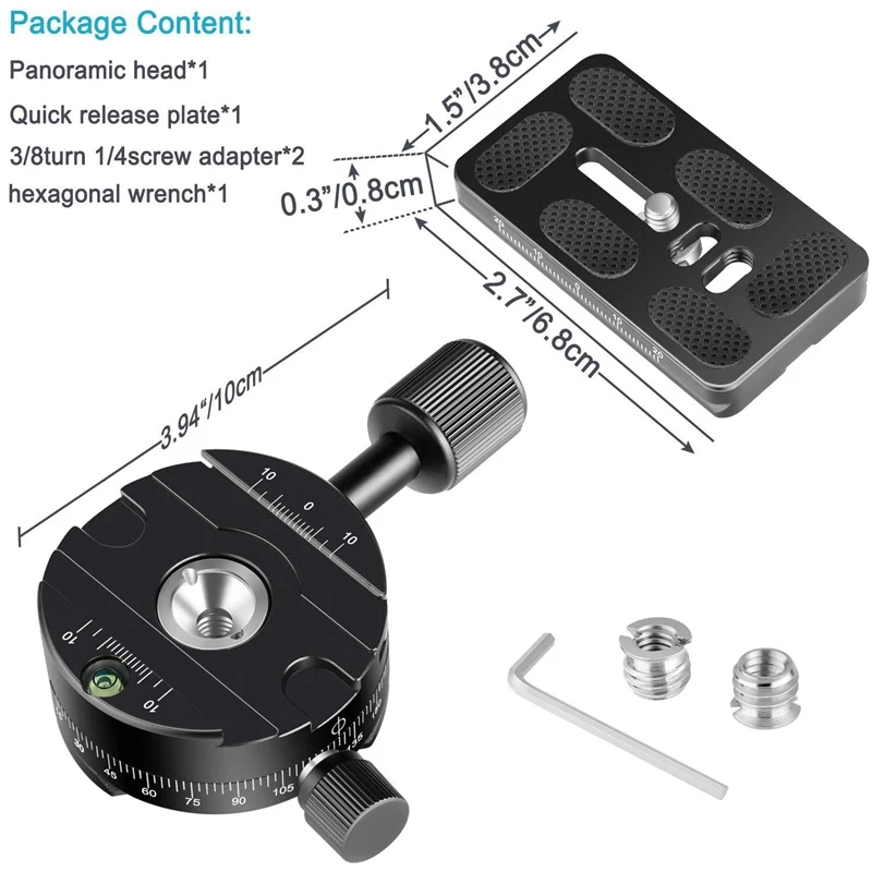 Trépied suisse Guardian résistant à la rotation à 360 degrés, rotule, plaque à dégagement rapide, adaptateur de pince, support pour appareil photo reflex numérique