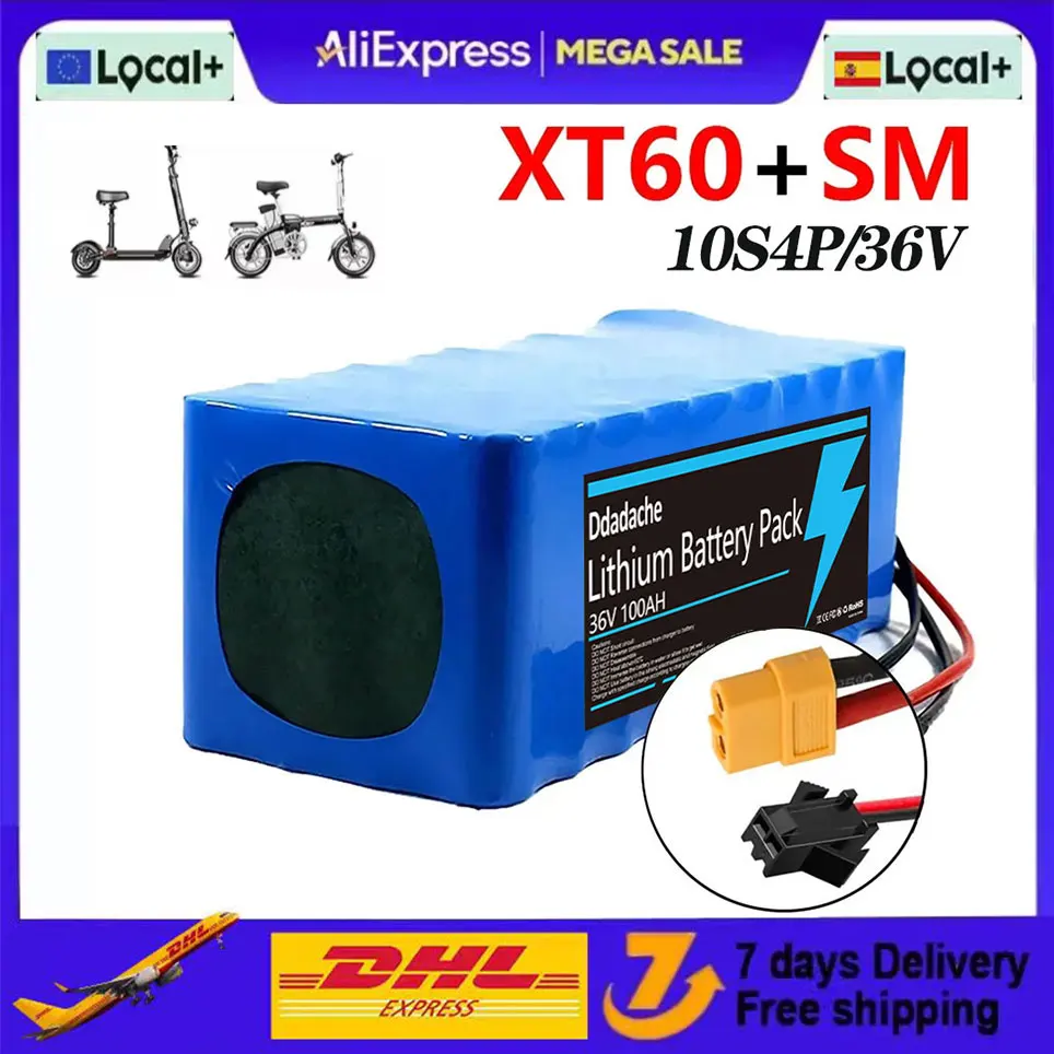 Scooter électrique 10S4P, batterie au lithium 100000mAh 36v, pack de batteries 18650, batterie de scooter électrique 36V 100Ah, batterie de scooter électrique 36v
