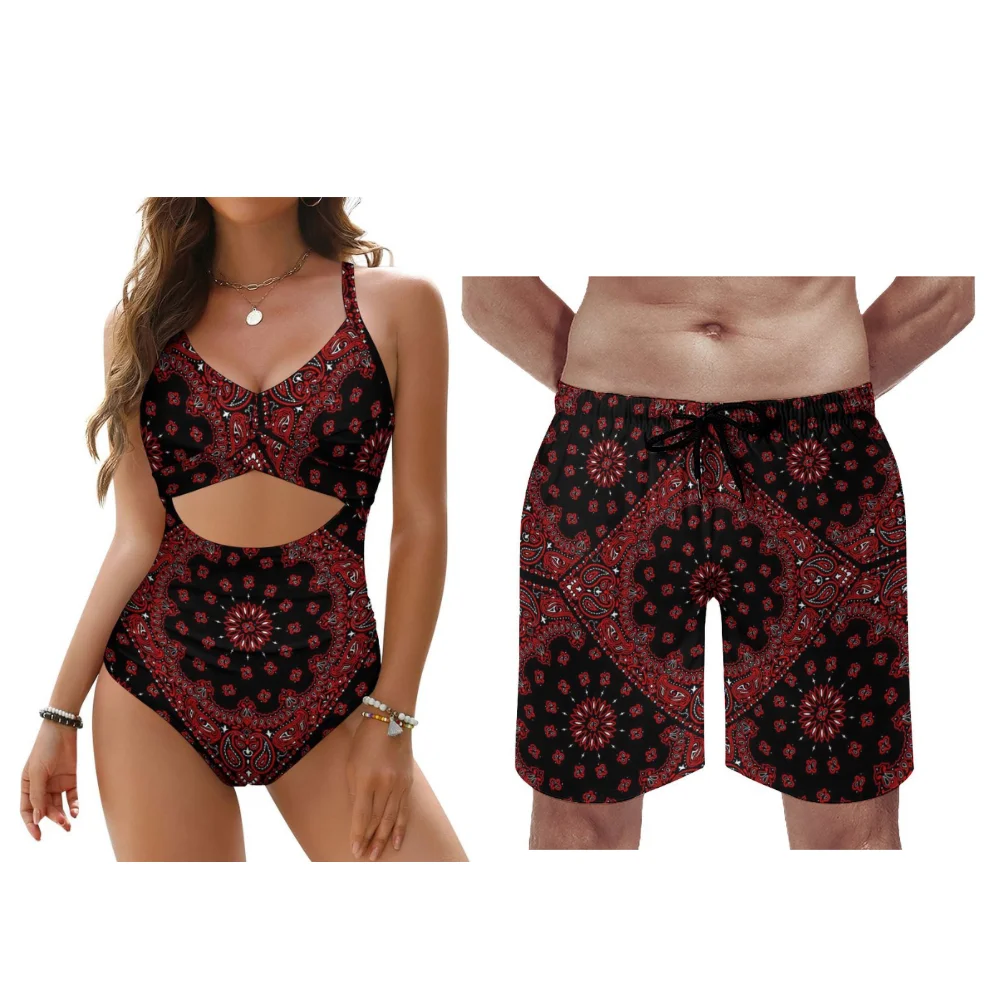 Strandbikini-zwembroek geschikt voor vakantiegebruik gemaakt van lichtgewicht stof Aanpasbare bandana-paarsets