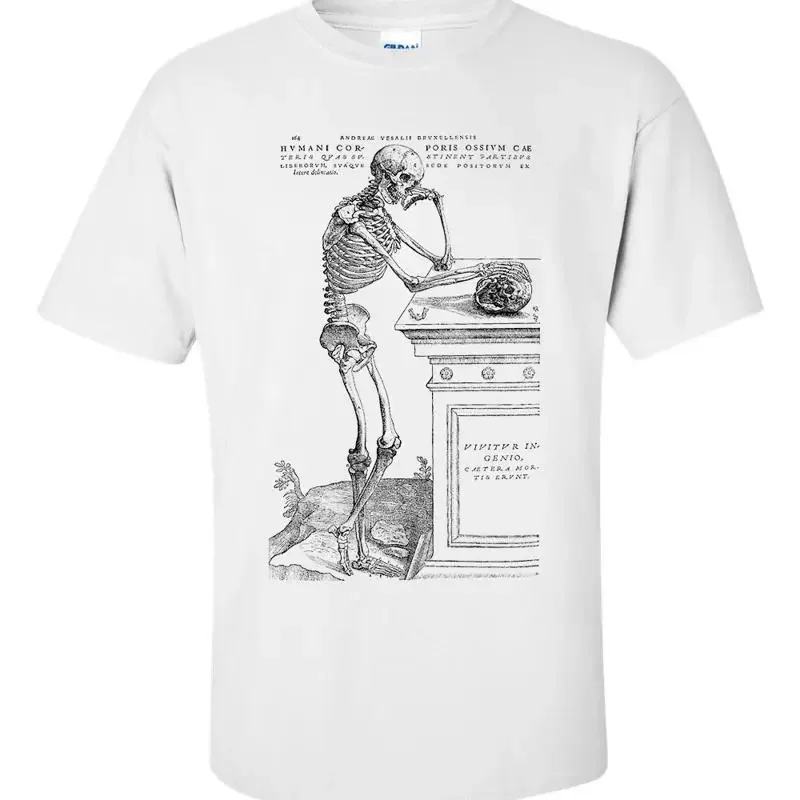 Pondering Thinking Skeleton By Andreas Vesalius Fine Art T Shirt
