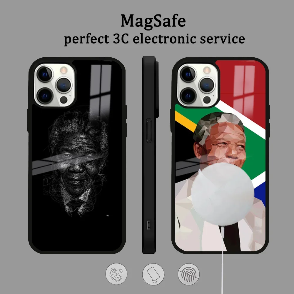 

Nelson Rolihlahla Mandela Phone Case For IPhone 16 15 14 13 12 11 Pro Max Plus Mini Magsafe Mirror Wireless Magnetic Cover