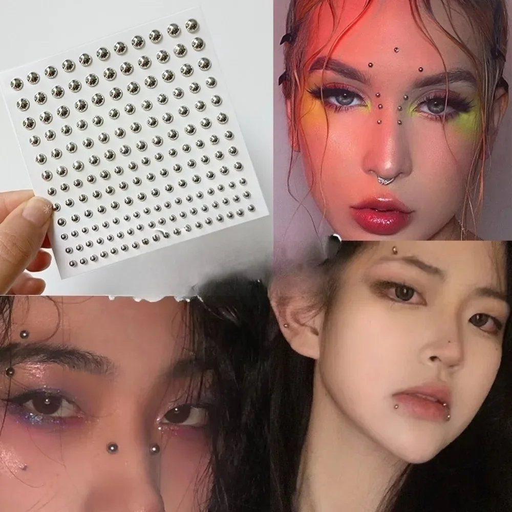 Y2K Hip Hop Rock False Piercing Eyebrow Stud Lip Stud Eye Makeup Water Drop Sticker for Women Body Jewelry Stickers Gifts
