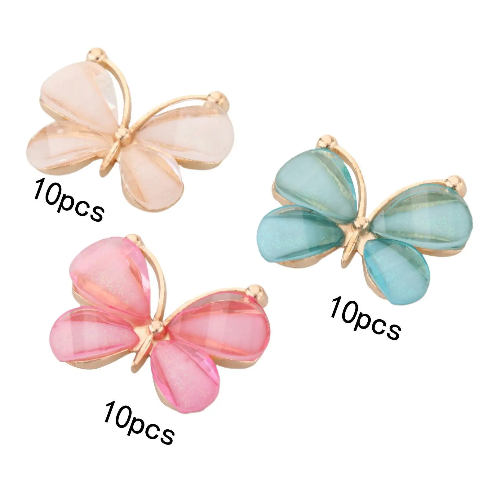 10Pcs Butterfly Flatback Button Phonecover Scrapbook for Applique Decor