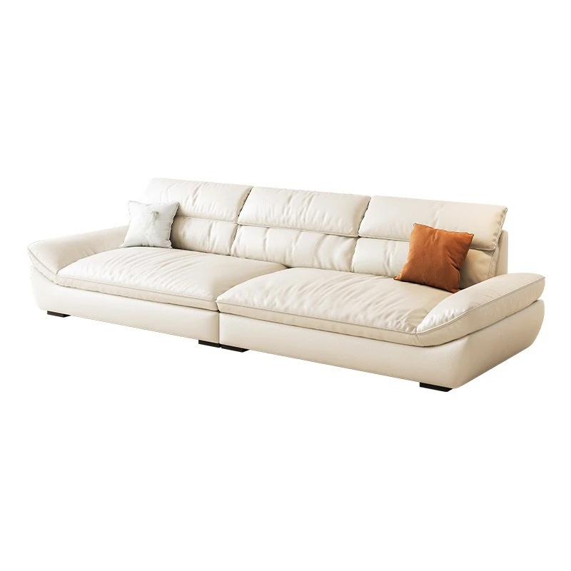 

Sailing sofa ultra-wide sitting deep French cream wind light luxury living room small apartment straight row leather sofa