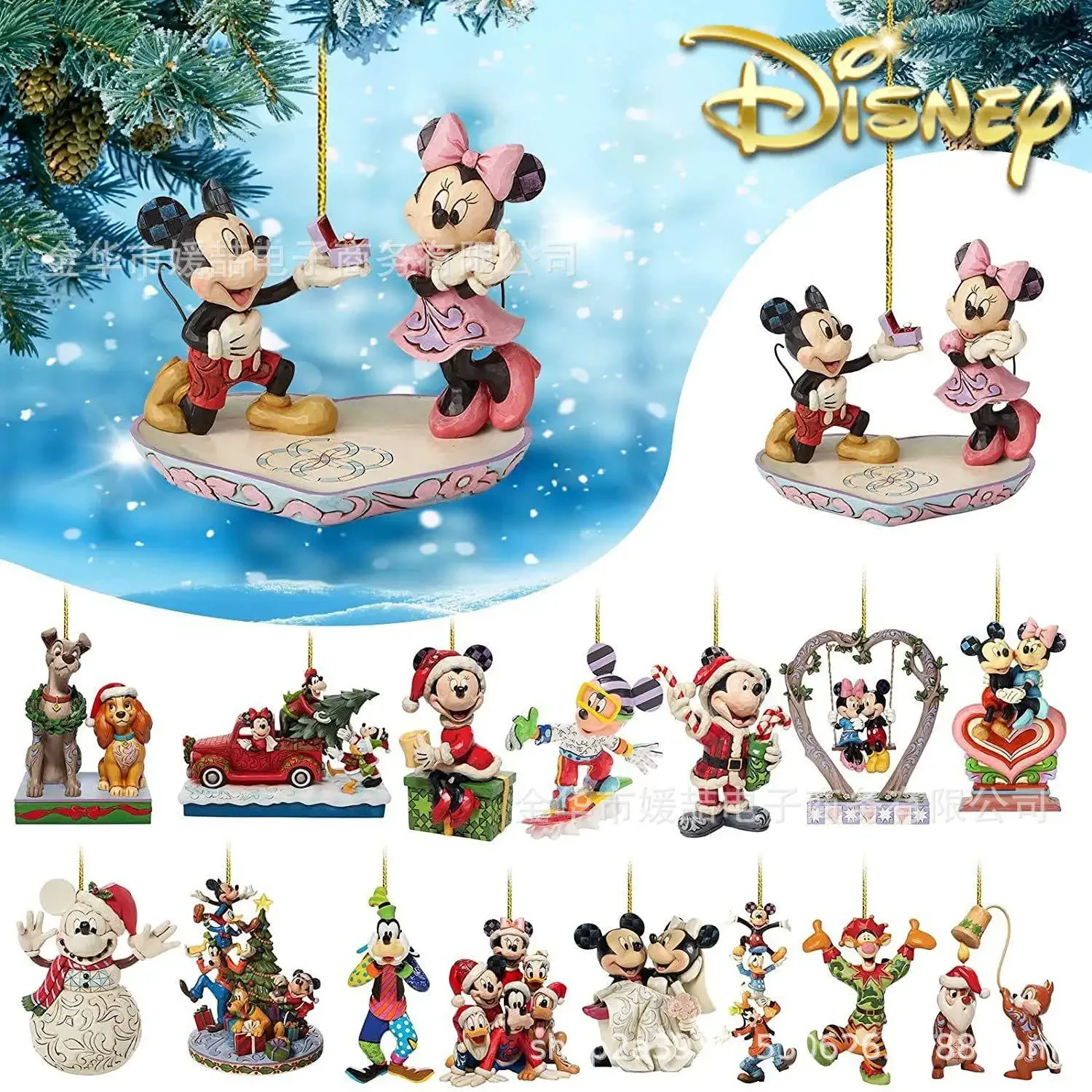 Disney Flat Action Anime Figure Mickey Minnie Mouse Xmas Tree Decoration Hanging Ornament Home Christmas Toys Gift