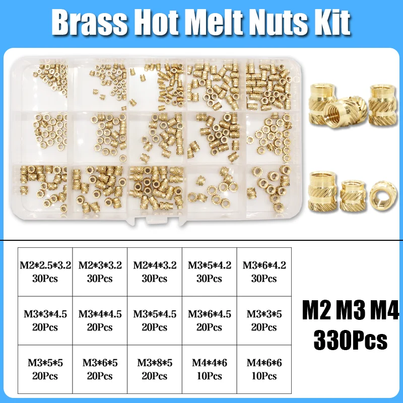 Einsatzmutter-Set M2 M2,5 M3 M4 M5 M6 Messing Heat Set Einsatzmutter Hot Melt Rändelgewindeeinsätze für 3D-Druck-Einbettungs-Kupfermutter – Detail 14