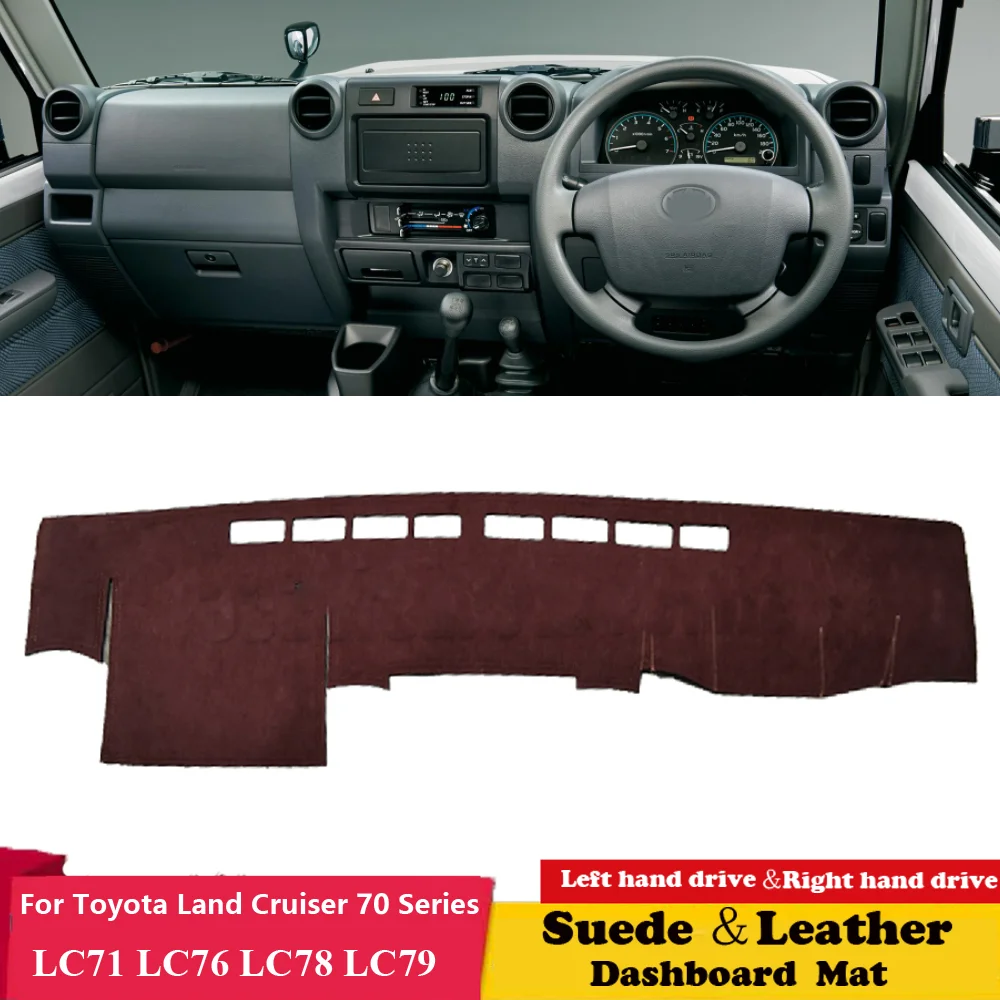 For Toyota Land Cruiser 70 Series LC71 LC76 LC78 LC79 Car Leather Dashmat Dash Mats Dashboard Cover Sunshield Accessories Suede