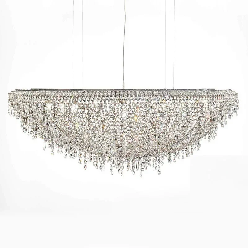 Chandelier Crystal Light K9 LED Lamp Deluxe Circle shape Clear Crystals One Line Shape Modern Restaurant Lights Hanging Lamps