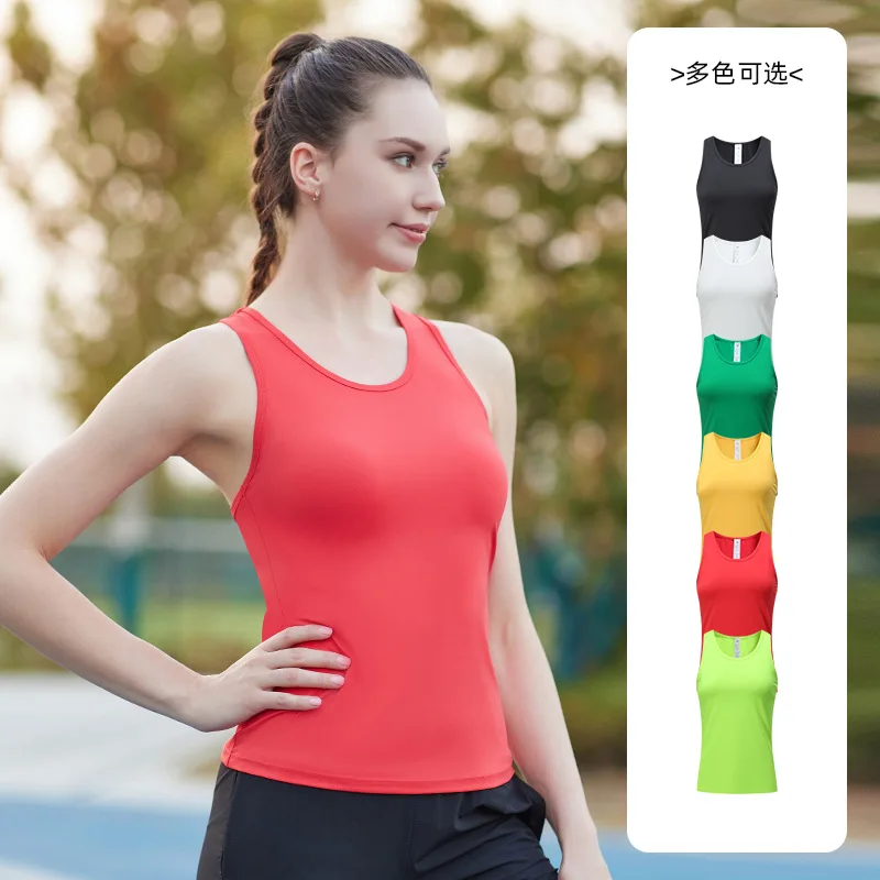 

2024 women's yoga tight fitting vest,breathable sports Bodybuilding running fitness training high elastic slim bottoming vest