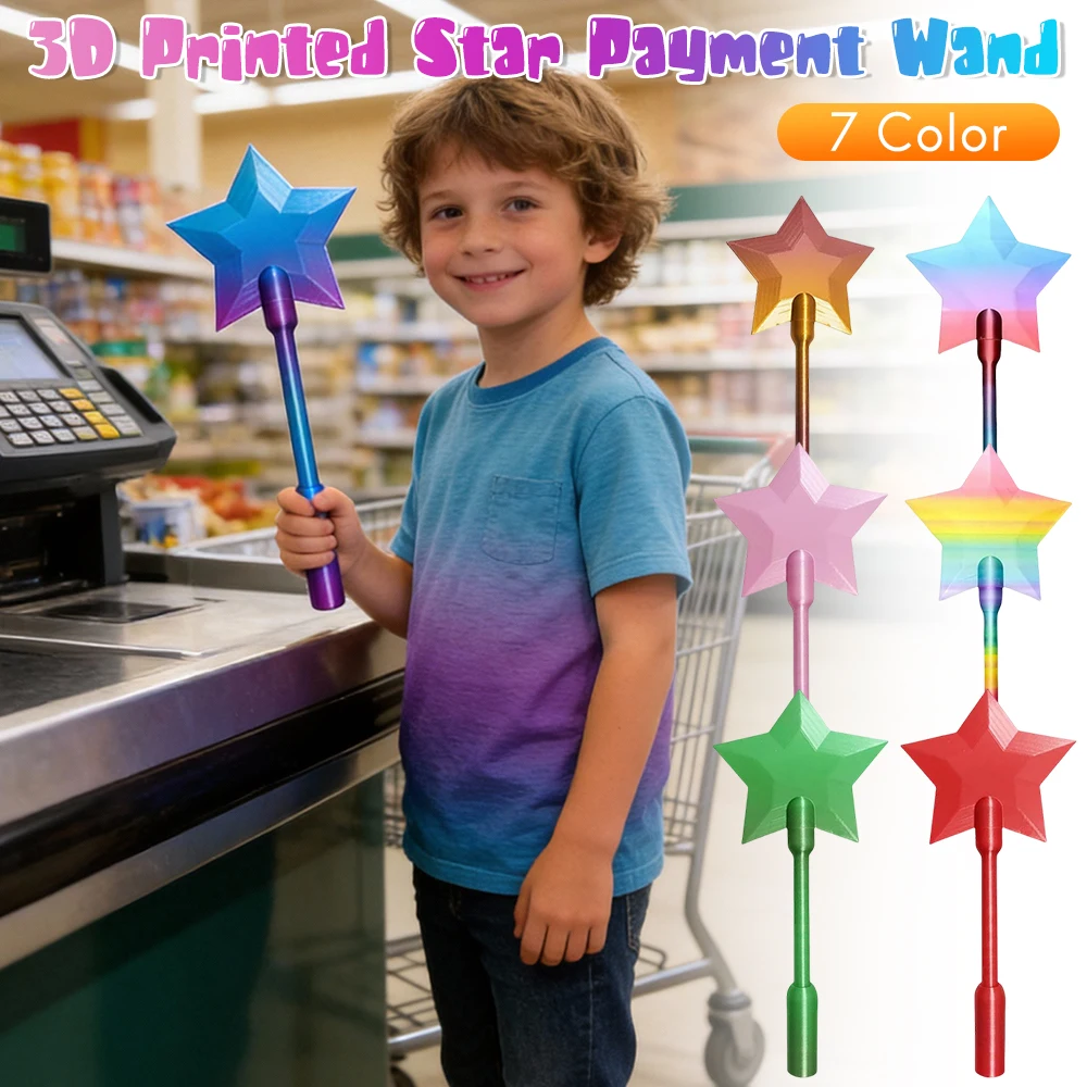 3d Printed Tap-to-pay Wand, Credit Card Wand, Star Magic Wands Contactless Payment Card Holder Wands Payment Card Holder Gifts