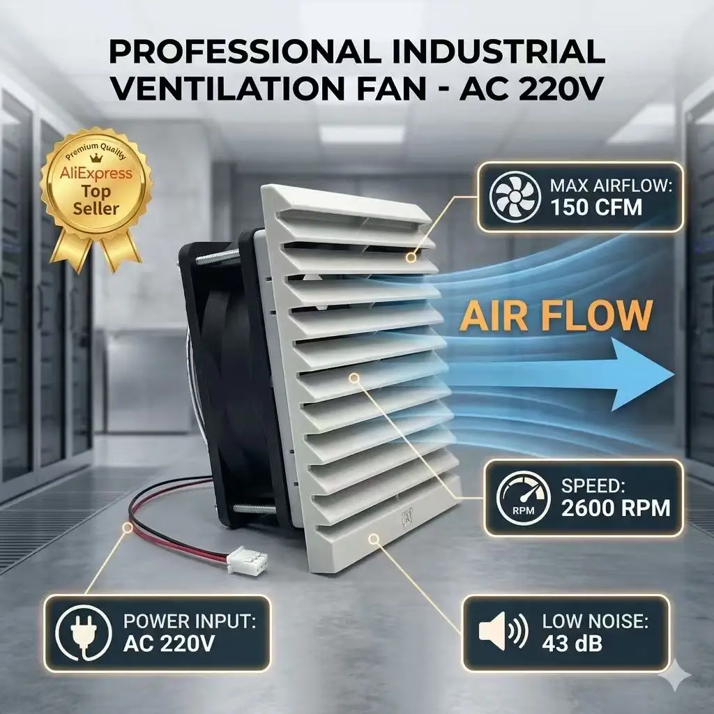 Industrial Axial Fan Exhaust Fan, Air Filter Ventilation Dust Circulation Cooling System 110 & 220V Dual Voltage AC Fan Filter