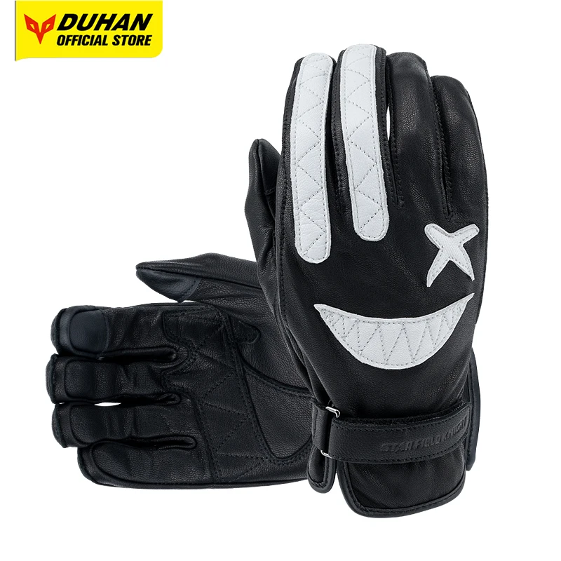 

Men's Motorcycle Gloves Genuine Goatskin Leather Gloves Touch Screen Knuckle Protection Non-slip Motorbike All-Season Moto Luvas