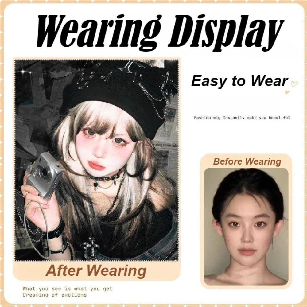 شعر مستعار تأثيري مع الانفجارات التدرج اللون طويل مستقيم شعر مستعار طبيعة أنيمي المتناثرة نمط شعر مستعار اصطناعي للارتداء اليومي هالوين