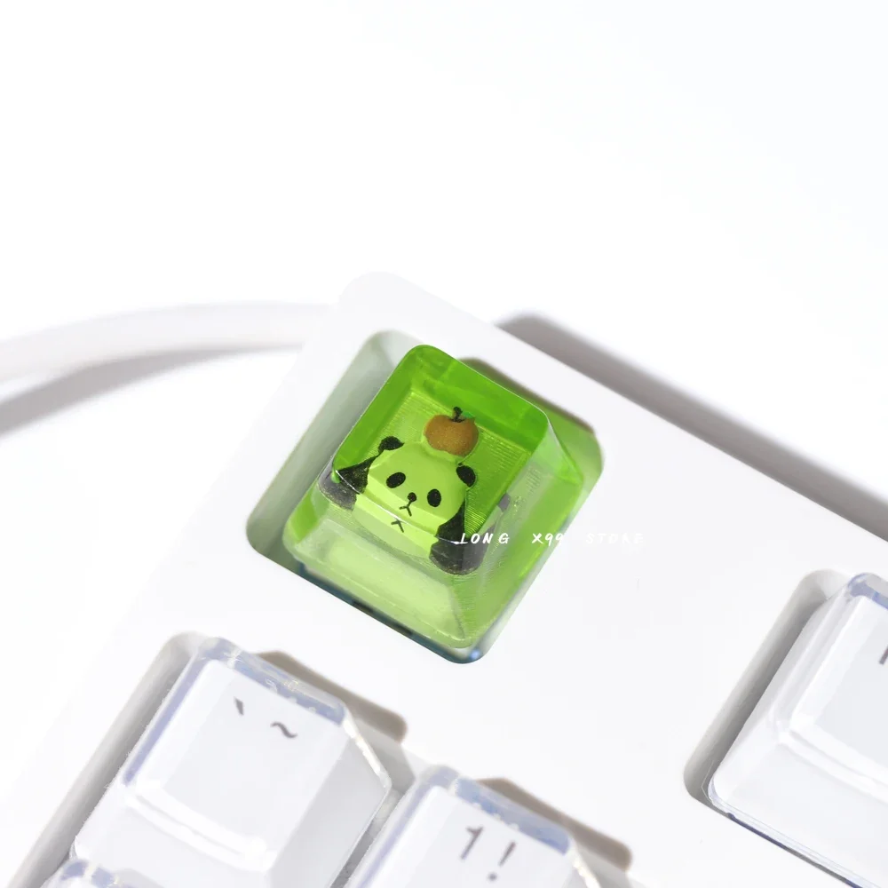 Lindo panda transparente Keycap OEM perfil hecho a mano resina personalizado Panda verde Keycaps eje transversal Teclado mecánico Keycap