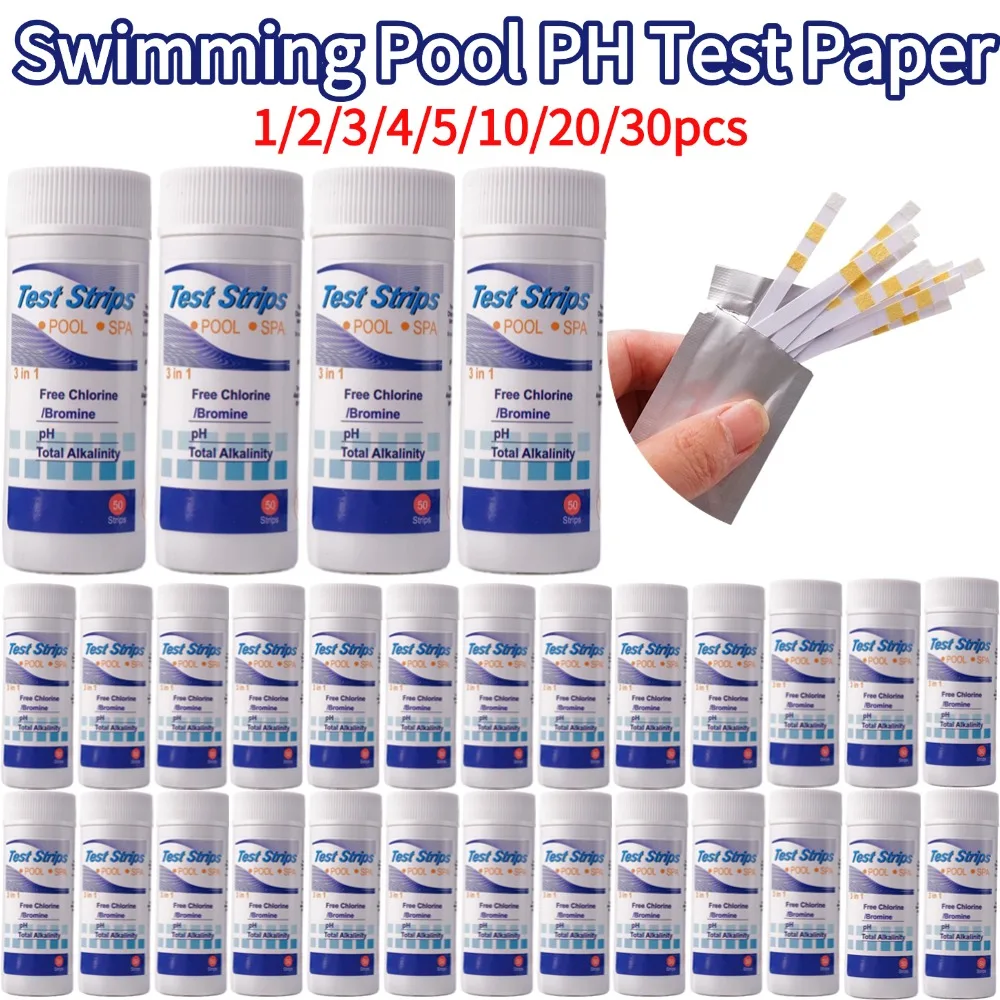 

Бумага для тестирования PH бассейна 3 в 1, многофункциональные тест-полоски для хлора/PH/брамона, высокая точность, легкое обнаружение, аксессуары для бассейна