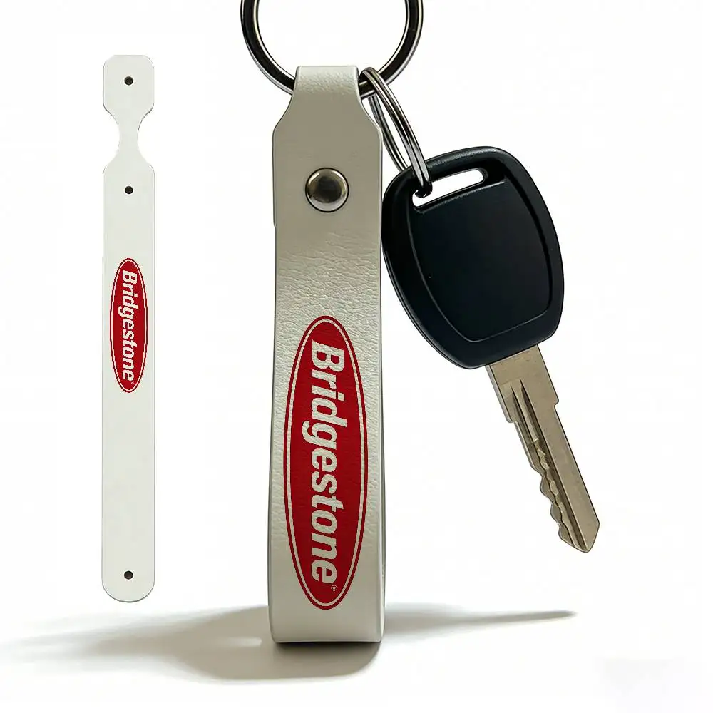 For Logo Bridgestone Soft PU Leather Motorcycle Keychain Lightweight Key Holder For Scooter Racing
