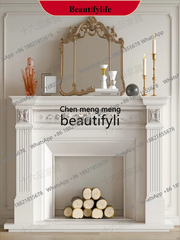 

Z183 French Style Solid Wood Carved Fireplace Mantel American Style Entrance Fireplace Mantel Decorative Fireplace Cabinet