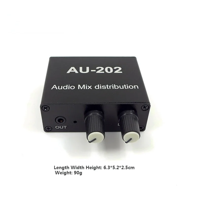 

2 Input 2 Output Stereo Audio Mixer Distributor Separator Spliter DC 5-24V 3.5mm Sound Mixer for Power Amplifier Volume Control