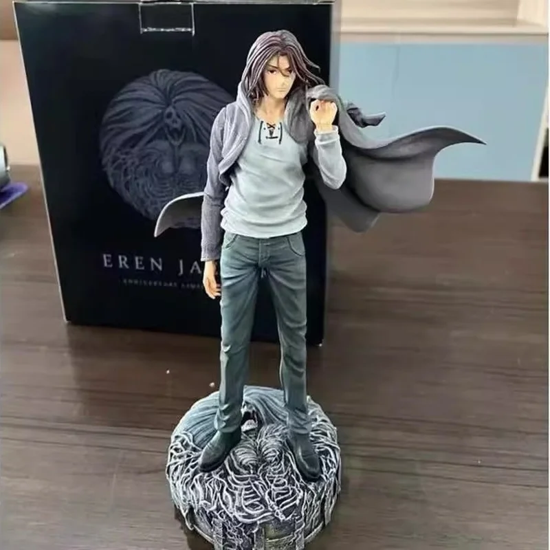 

30CM Anime Figure Attack On Titan Eren Jaeger Figure Standing Suit Dress Up Interchangeable Head Model GK Toy Gift Action Figure