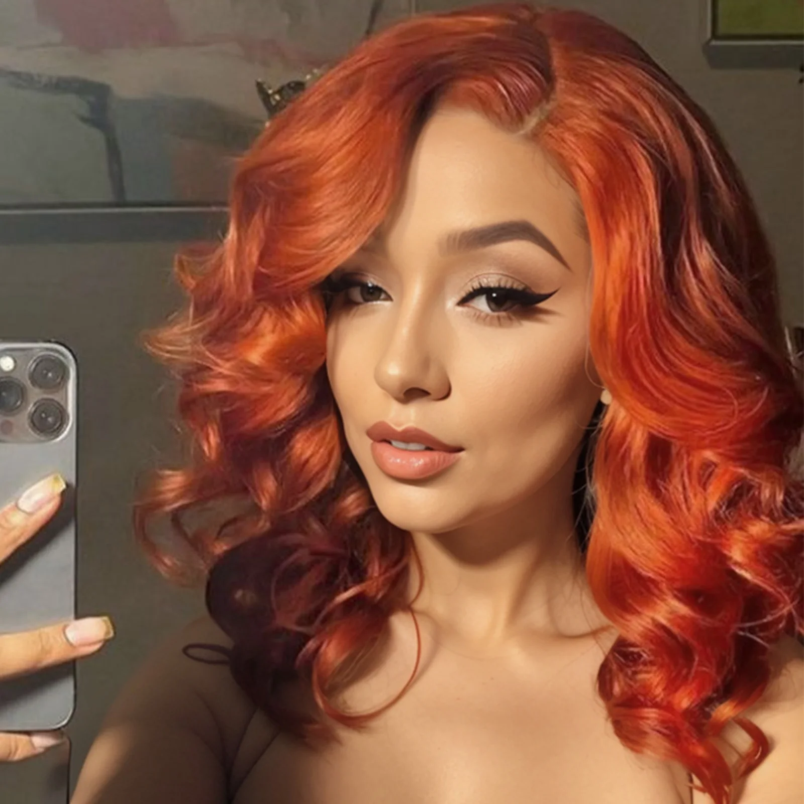 

5x5 HD Lace Front Bob Wigs 14Inch 350 Orange Bob Water Wave 100% Human Hair Wigs For women Deep Wave Human Hair Lace Frontal Wig