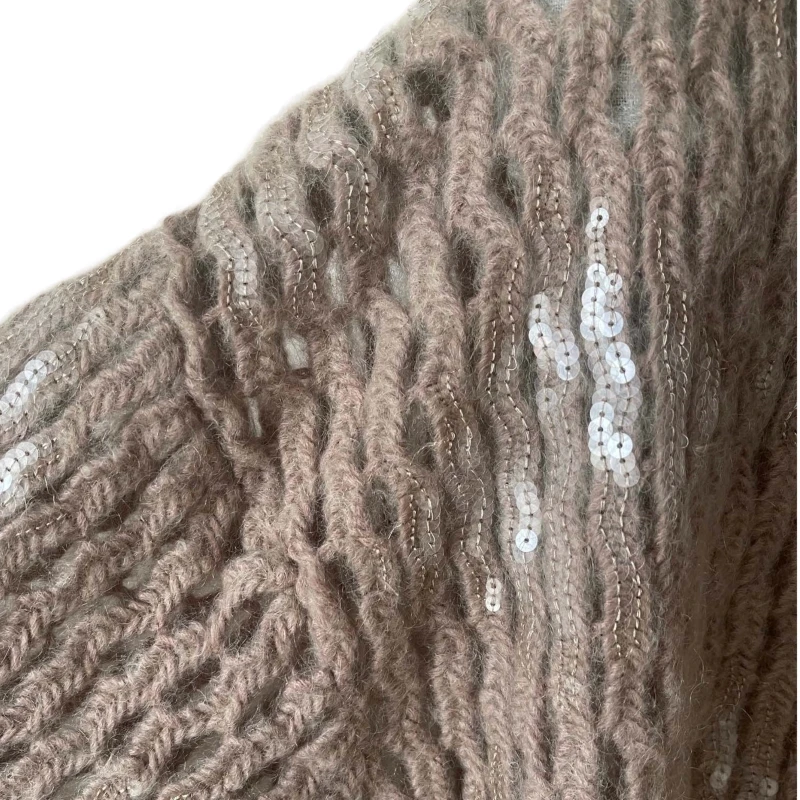 25 Women\'s Sweater Vintage Winter Wrapping Warm Knit Thick Pullovers 10% Cashmere 90% Wool Handmade Customization SequinsA25363