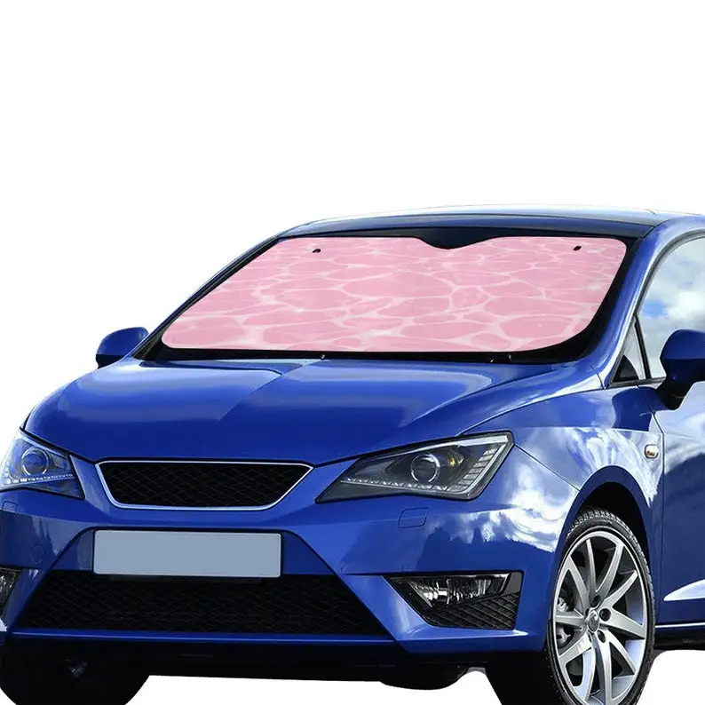 Pink Swimming Pool Car Sunshade for Windshield Anime Pool Reflection Window Sun Blocker, Cute Car Accessories Auto Decor Screen