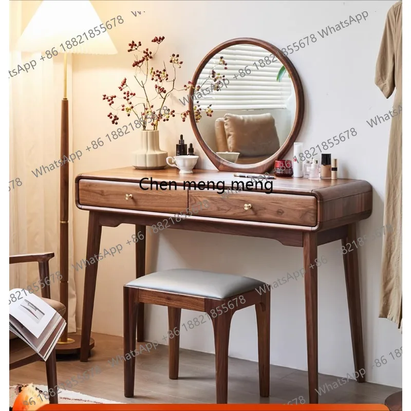 

Nordic black walnut dressing table, Japanese modern minimalist solid wood dressing table, dressing table