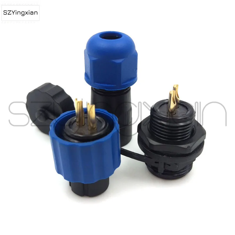 SD13 Nut Panel Mount Connector 2 3 4 5 6 7 Pin Industrial Aviation Power Waterproof IP68 Plastic Female Plug Male Socket