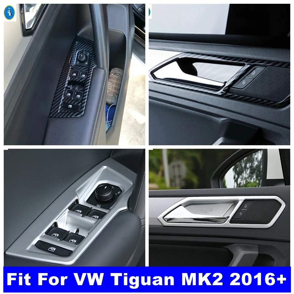 

Car Door Armrest Window Glass Lift Button / Door Handle Bowl Frame Cover Trim For VW Tiguan MK2 2016 - 2023 Interior Accessories