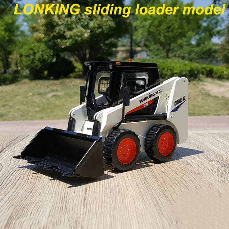 Diecast 1/20 Scale Lonking CDM312 Forklift Slip Loader Car Alloy Simulation Engineering Car Model Static Collection Ornaments