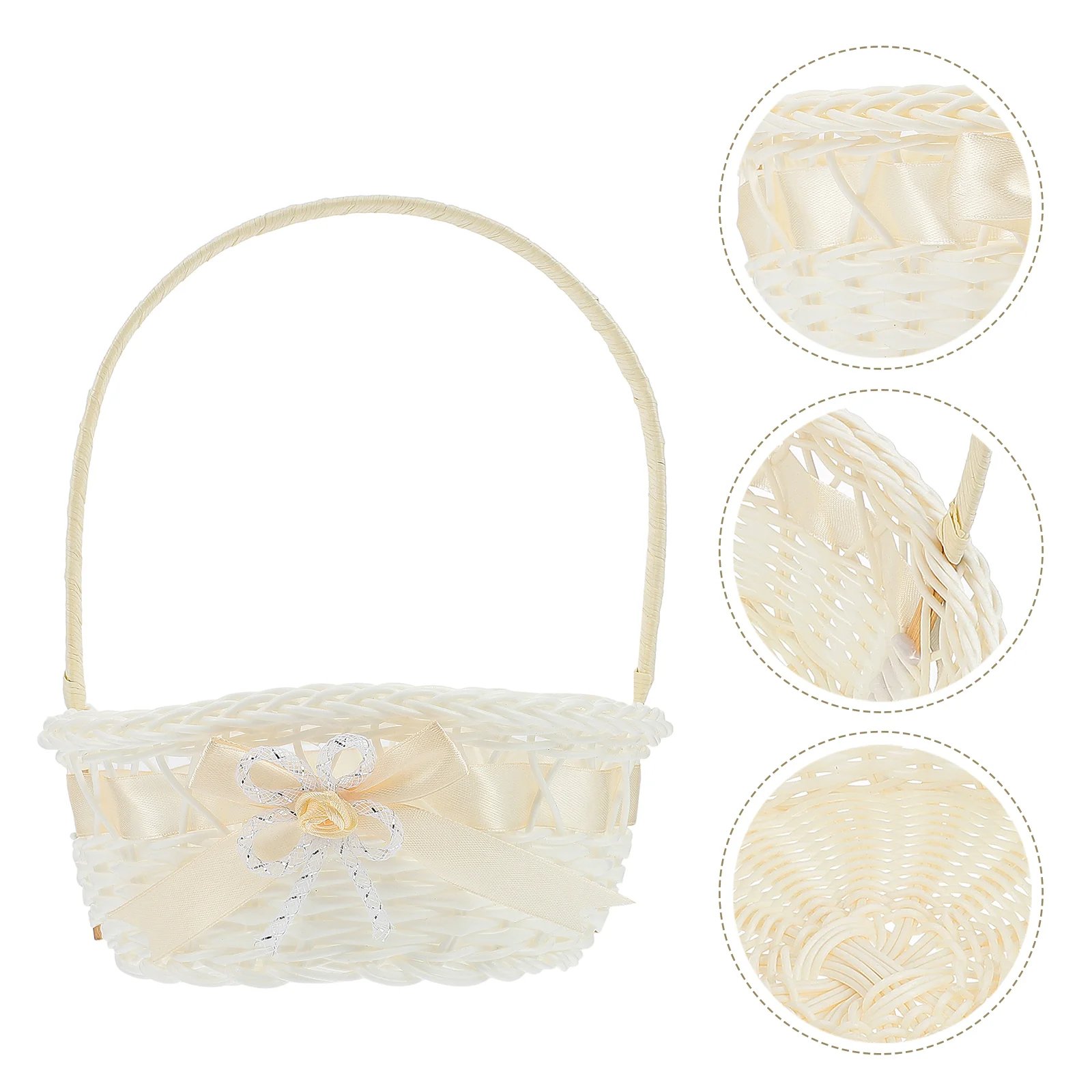 Outdoor Woven Flower Basket Gift Hanging White Plastic Portable Bridesmaid Pots