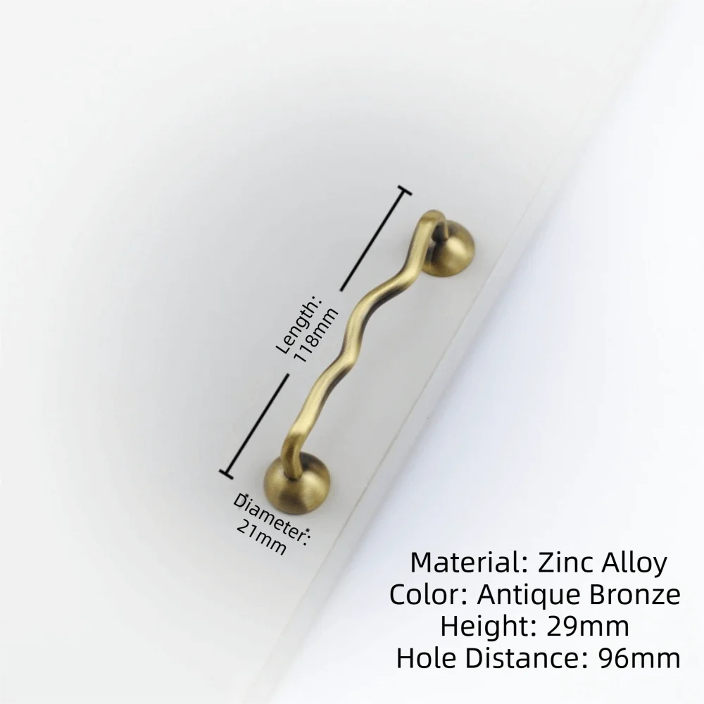 Zinc Alloy Cabinet Door Handles Bright Silver Wave Shaped Furniture Knobs Modern Minimalist Irregular Shape Wardrobe Pulls