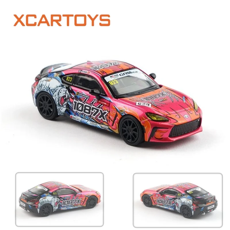 XCARTOYS 1/64 Diecast Model Car POPRACE GR86 Racing Car Alloy Static Model Mini Vehicles Home Decoration Festival Gift Toy