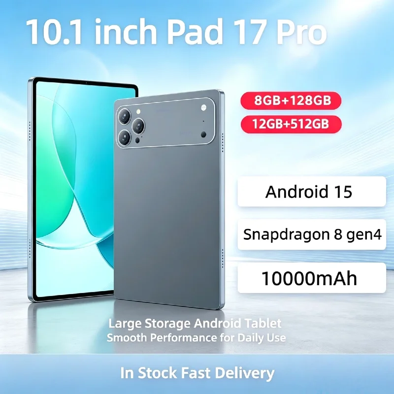 Pad 17 Pro Tablet PC Global Original Android 15 12GB 512GB Large Storage 10000mAh 5G Dual SIM 4K HD WiFi Bluetooth Game Tablet