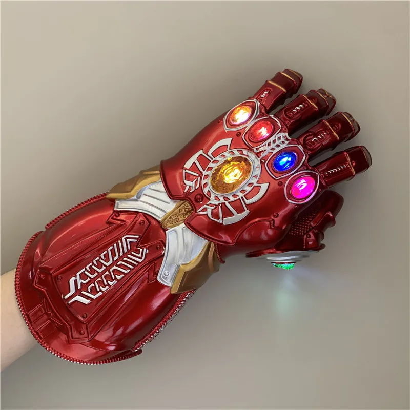 1:1 Superhero Gloves Weapen Red Stone Gauntlet Retro Ver. LED Light Carnival Halloween Cosplay Prop Kid Gifts Toys