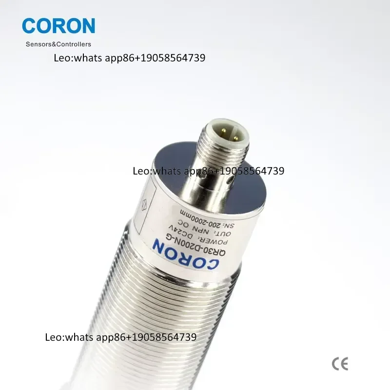 QR30 Ultrasonic Reflection Detection Sensor 200-2000mm Detection Distance PNP Output Metal Housing