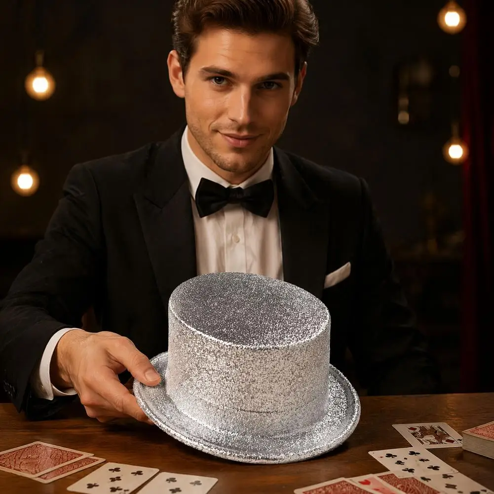 Sparkling Glitter Top Hat for Parties Shiny Glitter Top Hats for Adults Kids Colorful Dress Up Party Hats Sequin for Cosplay