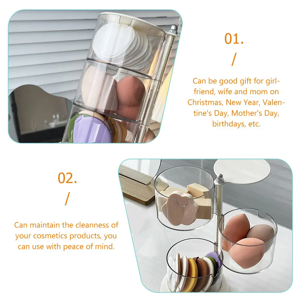 

Makeup Puff Storage Box Rotatable Multi Layers Safe Light Material Beauty Egg Holder Transparent Cotton Pads ganizer
